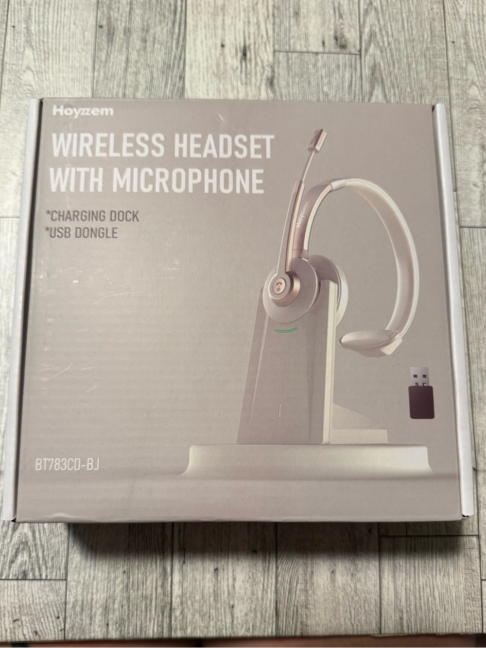 Wireless Bluetooth Headset with Charging Stand - White & Rose Gold